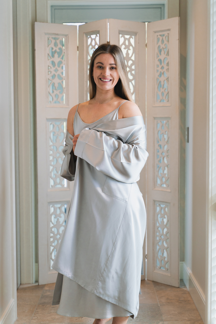 MM Linen - Silk Robe - Pewter image 1